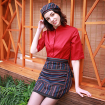 Hotel waiter overalls short-sleeved summer uniforms womens uniforms restaurant cafes hot pot restaurants overalls