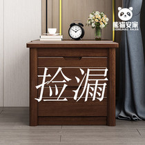 Full solid wood bedside table walnut modern Chinese storage locker can be locked simple bedroom bedside cabinet full
