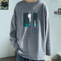 Spring and autumn season Long sleeves T-shirt loose 100 hitch on boys clothes Korean version Trend Chauffins Lazy Harbor Wind Design