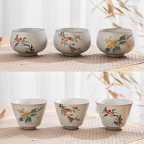 Jing Lan Moon White Ru Kiln Tea Cup Can Be Raised Pure Handmade Natural Open Slices Tea Drinking Zen Master Single Cup Tea Breedine