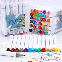 Triangle pole large capacity schoolchildren double-headed marker pen set student watercolor pen marker 36 color set animation color pen Art student special marker pen 12 24 48 60 color full