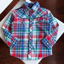 Spring and Autumn Long Sleeve Shirt Boys Baby Top Classic Plaid Shirt-19 9 8 Defect Treatment