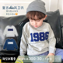 2021 autumn clothes new children Korean version of the blue collar boys baby foreign air hit bottom-shirt and children long sleeve blouses