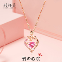 Necklace female sterling silver clavicle chain new advanced heart-shaped love rose gold pendant for girlfriend valentine's day gift