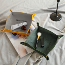 MZao European Style Leather Nordic Mouth Red Jewellery Set Up of desktop containing box Living room Bedroom Snack containing box minimalist