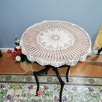 Fresh water lotus handmade crochet hook hook dream net lace flower European style hollow retro nostalgic small round table cover cloth