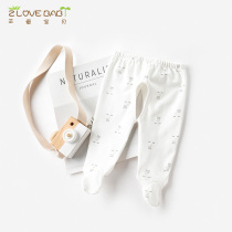 Newborn baby autumn pants cotton single 3 months baby 0 Spring and Autumn newborn Velcro bag feet open crotch pants