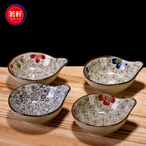 Japanese hot pot small taste dish underglaze color ceramic and wind tableware household seasoning dip soy sauce vinegar dish creative personality