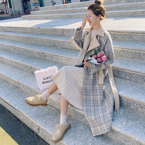 Woolen coat womens mid-length Korean version of the popular new loose British style woolen coat in autumn and winter 2021