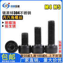 Black 304 stainless steel hex screw cylindrical head bolt M4M5*6 8 10 12 16 20 50-80