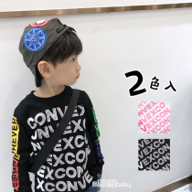 Spring and autumn winter New Japanese men and women children tide black and white English letter long sleeve T-shirt bottoming shirt