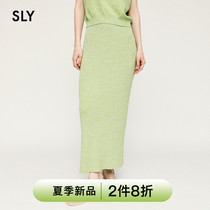 SLY 2022 Summer new temperament rear open fork pocket knitted long skirt half body dress 030FSZ71-6740