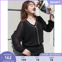 MSShe big code womens dress 2022 new spring loaded air quality light ripeness crash color rollercole V collar snow-spinning shirt