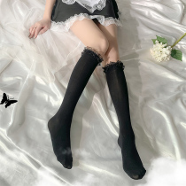 Black silk white fishing net silk stocking female Charlesilk thin with a knee-length drum erotic sexy butterfly knot pure desire silk stockings