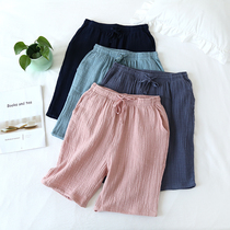 Day Series Pure Cotton Bilayer Bamboo Festival Cotton Cloth Lovers Shorts Men and women Sleeping Pants Summer Thin Loose Casual Home Pants