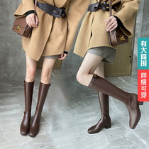 Large barrel cant be surrounded by knee boots female coarse leg elasticity and high and brown autumn and winter plus head high cylinder