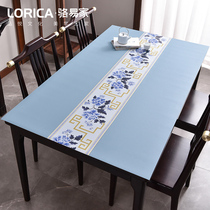 Luoyi's new Chinese dining table mat tablecloth tea table waterproof oil-proof wash-free anti-scalding rectangular silicone leather tablecloth