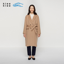 klee klee camel fleece lapel collar lace-up coat K0193TC10