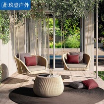 Outdoor swing chair balcony hanging birds nest hanging blue net red courtyard rattan hanging chair outdoor rocking chair leisure rattan chair