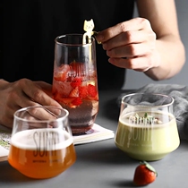 Glass Cups Drinking Water Cups Ins Nordic Creativity Heat Resistant Breakfast Cups Bull Milk Tea Juice Creative Nets Red Cold Drinks Cups