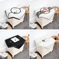 Chinese style bedside table towel dustproof square thick cotton linen cover coffee table tablecloth support customization
