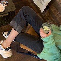 South Korea Spring 2020 New Jeans Woman Loose Big Code Fat MM High Waist Display Slim Straight Drum 90% Wide Leg Pants