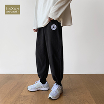 Autumn and winter Hong Kong wind trousers mens loose fat plus size casual pants sports nine-point trend fat toe Wild