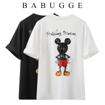 Korean version internet red ins fun letter cartoon printed short sleeve T-shirt woman loose cotton blouse 20 summer new round collar