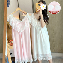 Sleeping Skirt Princess Wind Palace Fairy Wind Private Room Seductive Seductive With Chest Cushion Lace Fire Horseradish Pyjamas for women Summer