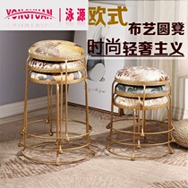 Thickened chair American retro creative small round stool home short iron iron iron bench living room dining chair fashion