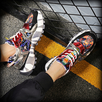 Personality Tide brand young boys sports running shoes Net red trendy shoes national tide old father board shoes breathable graffiti canvas shoes