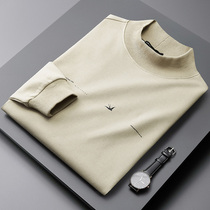 Light Business High End Middle High Neckline Mens Autumn Winter Leisure Business Long Sleeve T-Shirt Man Sashimi Blouse Tide