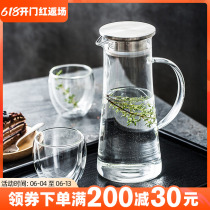 Home Cold Kettle Glass Heat Resistant High Temperature Dry Cool White Open Water Cup Zakers Explosion Protection Large Capacity Transparent Water Bottle Suit