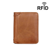 Real leather anti-scanning burglar-proof brushed nfc card bag anti-read retro tide models 2019 new mens wallet mens short