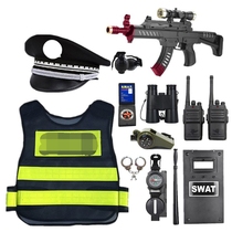 Childrens small police toy set equipment helmet big cap small traffic police hat play house parent-child props boy