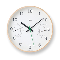 Lemnos Japan imported Trio wall clock temperature hygrometer clock living room bedroom silent log wind wall watch