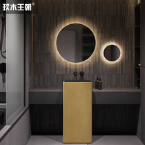 Jiumu Dynasty Nordic bathroom smart mirror LED mirror with light Wash basin mirror Wall-mounted round