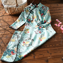 New style improved version of Qing dress cheongsam young girl dress Republic of China temperament Chinese style long dress