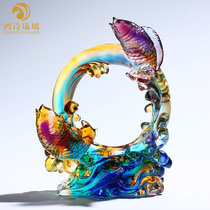 Forbidden City souvenirs fish glass crafts living room decorations crystal ornaments housewarming new home high-end gifts light luxury