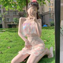 Rainbow Gradient Fashion small harnesses Heavy workmen Fish Ji Bright Sheet Half Body Dress Suit Summer Womens Temperament Two Sets