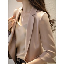 Sandro Fashiong light luxury high-end silk blazer womens 2021 autumn new quarter sleeve suit