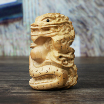 Peach Wood Dragon Blue Dragon ornaments zodiac Dragon wooden carving Dragon without lacquer Zodiac auspicious material promotion