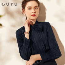 2022 autumn high-end bow-knot shirt womens design sense niche celebrity style bottoming long-sleeved professional shirt