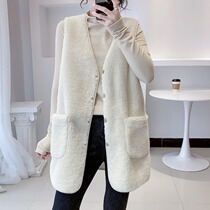 Lamb hair vest women winter long 2021 Korean version loose outer wear fur one fur thick horse jacket jacket