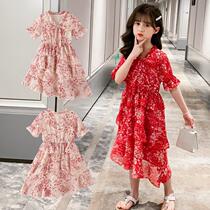 3 children 4 girls 5 Liandress 6 Charters for children Princess Dresses 7 Short sleeves 8 Ocean Gas 10 Summer 12 girl tide