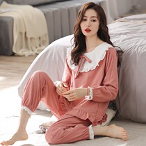 Pure Cotton Pyjamas Woman 2021 New Spring Autumn Winter Long Sleeves Full Cotton Slim Suit Princess Windy Home Clothing