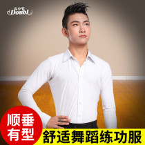 Dan Baoluo men's stretch long sleeve shirt top national standard dance dance dress dance adult men's modern Latin dance top