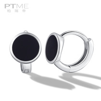 925 sterling silver earrings female temperament Korean personality earrings Net Red cold wind jewelry black ear Buckle Small