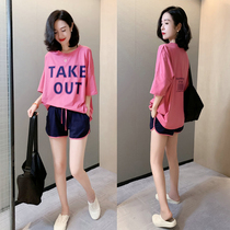 2021 summer European station European sports suit womens leisure fashion trend loose thin Korean short sleeve two-piece set