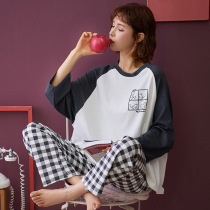 Sleepwear Woman Spring Autumn Season Pure Cotton Long Sleeve Cute Mesh Red Popcorn Full Cotton Extras Outside Wearing Home Clothing Casual Suit